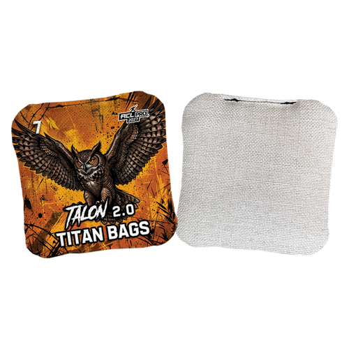 acl stamped professional titan cornhole bags with an owl design talon orange