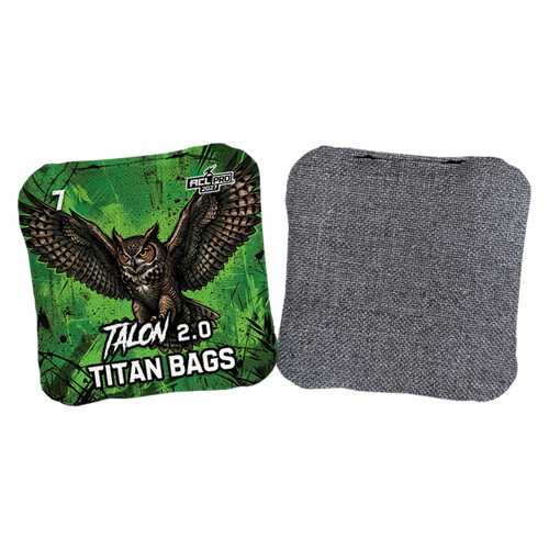 acl stamped professional titan cornhole bags with an owl design talon green