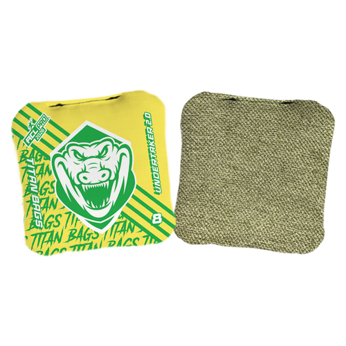 acl stamped professional titan cornhole bags with an alligator design undertaker 2.0 green yellow lime