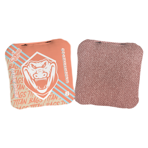 acl stamped professional titan cornhole bags with an alligator design undertaker 2.0 peach red