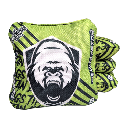 acl stamped professional titan cornhole bags with a gorilla design devastator green lime
