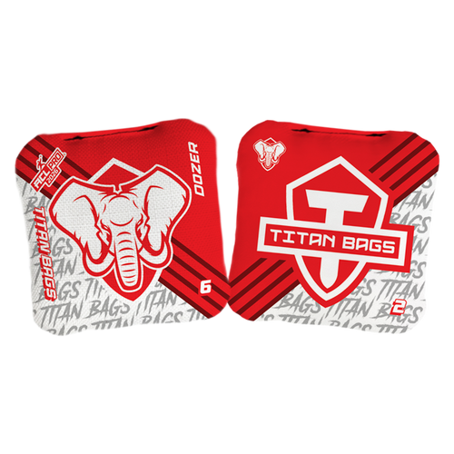 acl stamped professional titan cornhole bags with an elephant design dozer red
