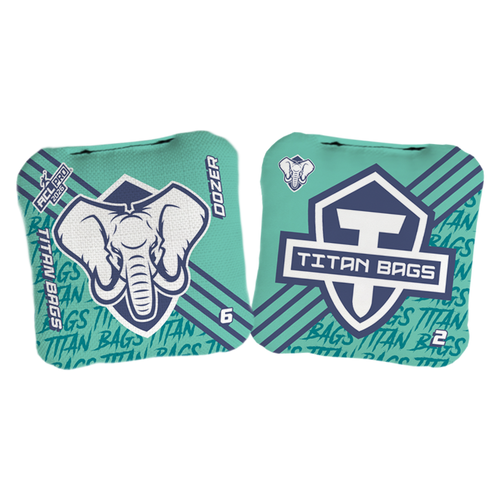acl stamped professional titan cornhole bags with an elephant design dozer mint green