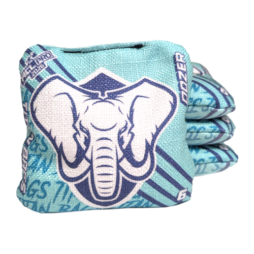 acl stamped professional titan cornhole bags with an elephant design dozer mint green