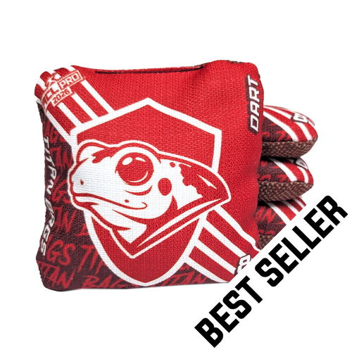 acl stamped professional titan cornhole bags with a frog design dart red best seller badge