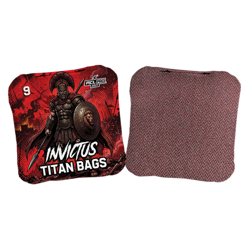 Invictus acl pro stamped cornhole bag set with soldier design red