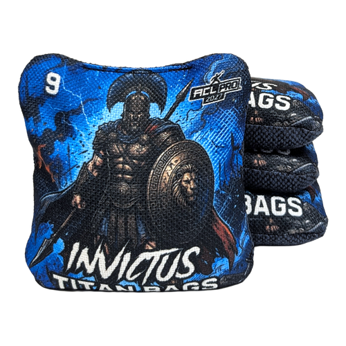 Invictus acl pro stamped cornhole bag set with soldier design blue