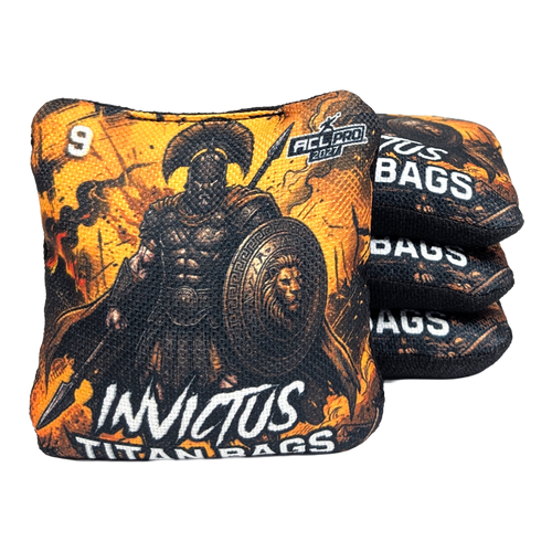 Invictus acl pro stamped cornhole bag set with soldier design yellow