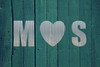 Corrugated Metal Letter Cut Out - M heart  S Sign