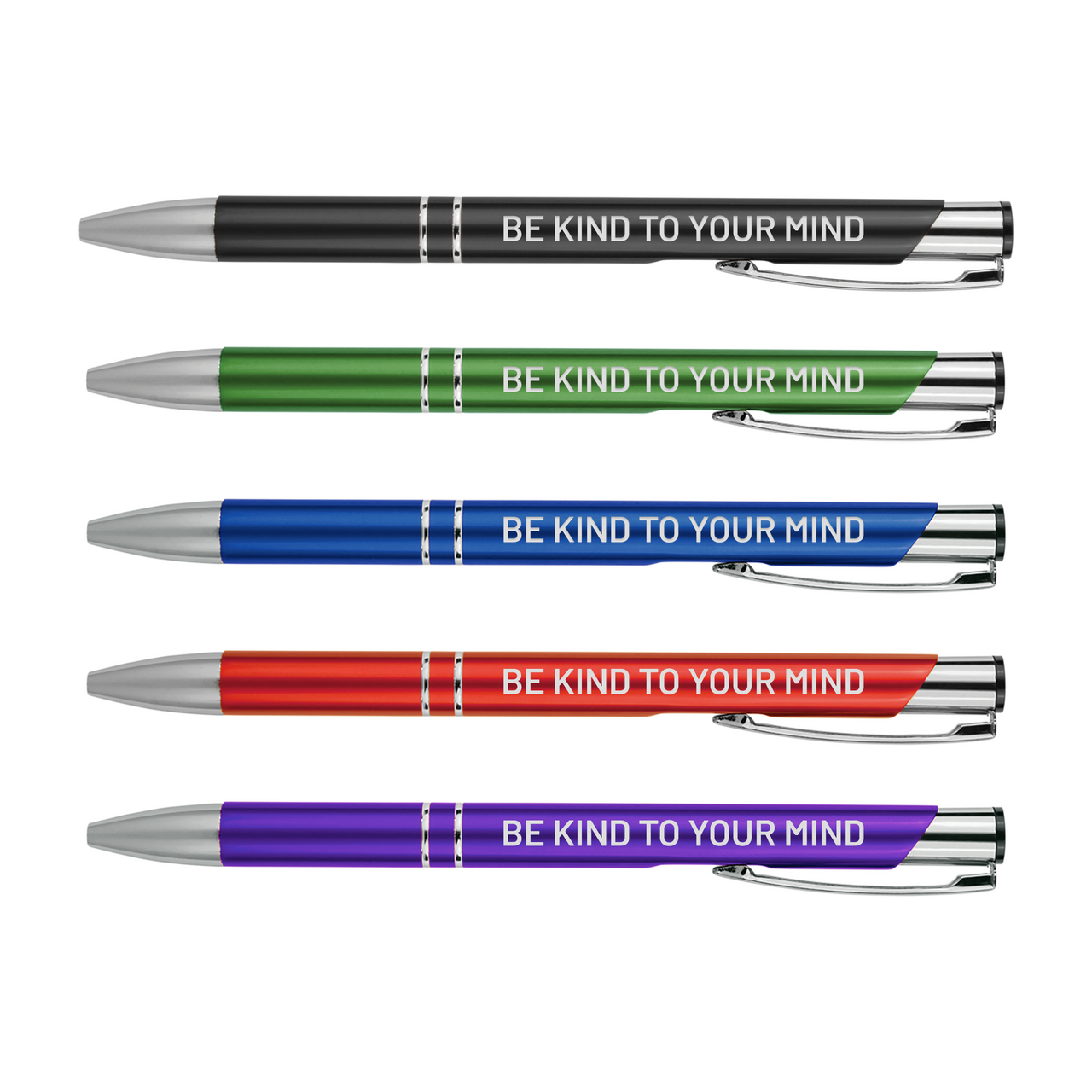 Be Kind To Your Mind Metal Pens | Motivational Writing Tools Office Supplies Coworker Gifts Stocking Stuffer Baum Designs