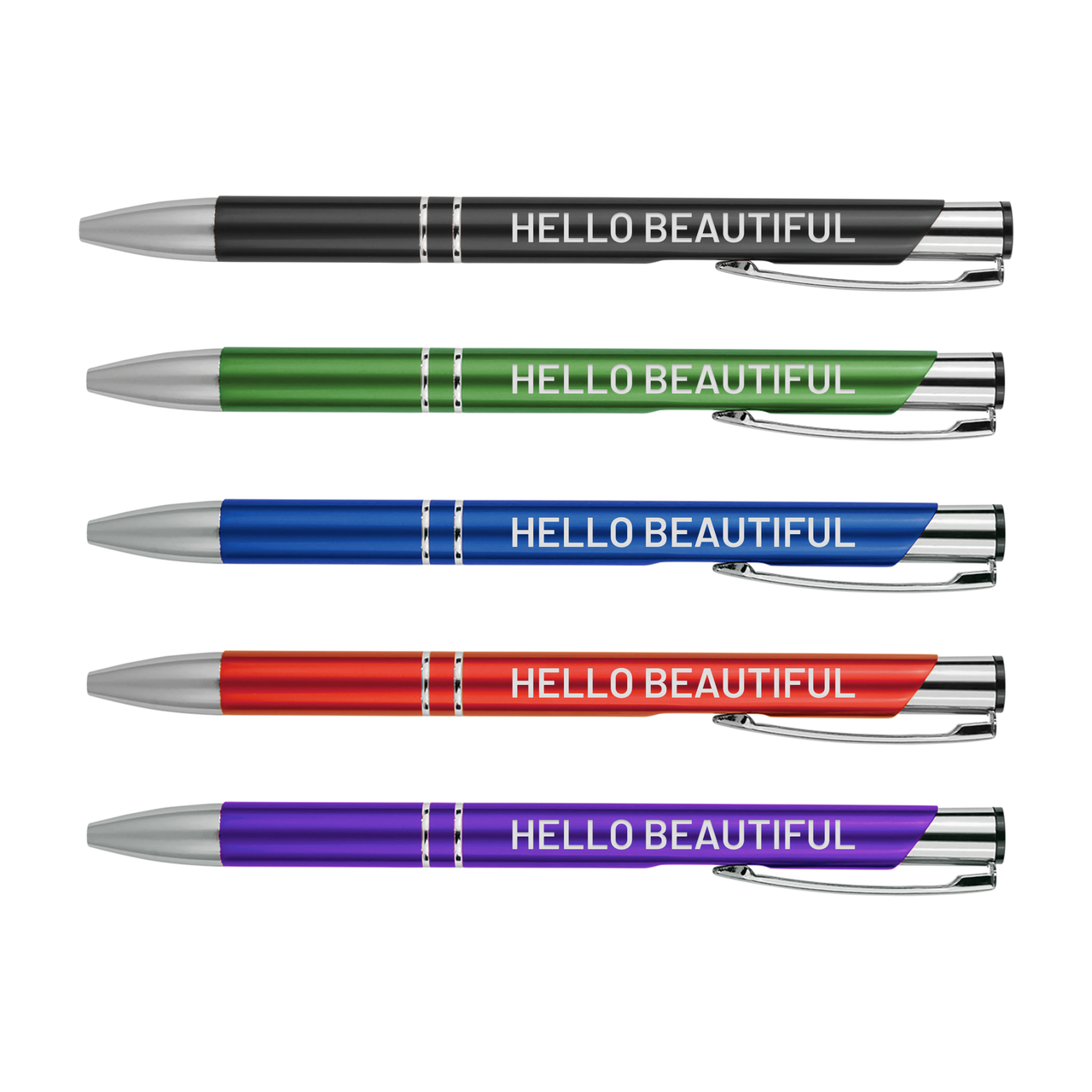 Hello Beautiful Metal Pens | Motivational Writing Tools Office Supplies Coworker Gifts Stocking Stuffer Baum Designs