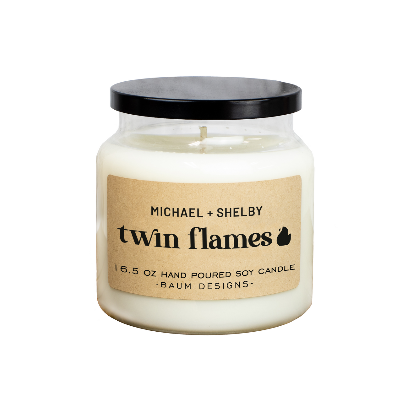 Personalized Twin Flames Soy Candle Baum Designs