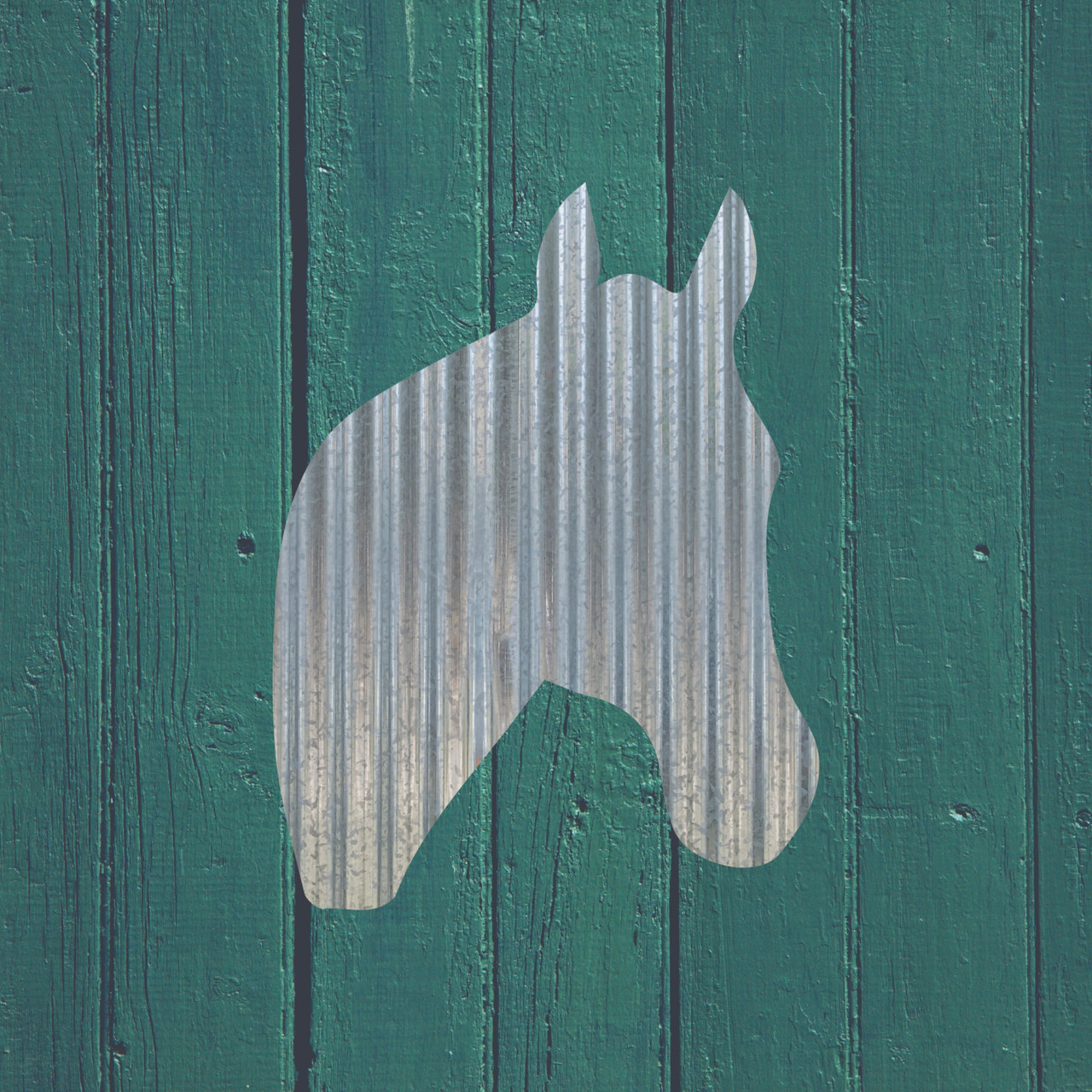 Horse Head Corrugated Metal Wall Sign