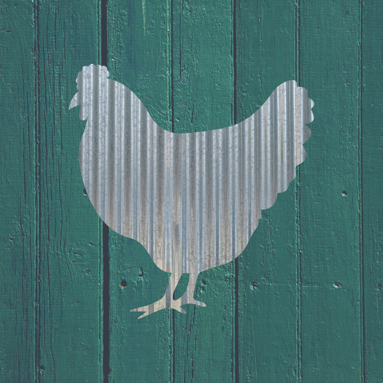 Chicken Corrugated Metal Wall Sign