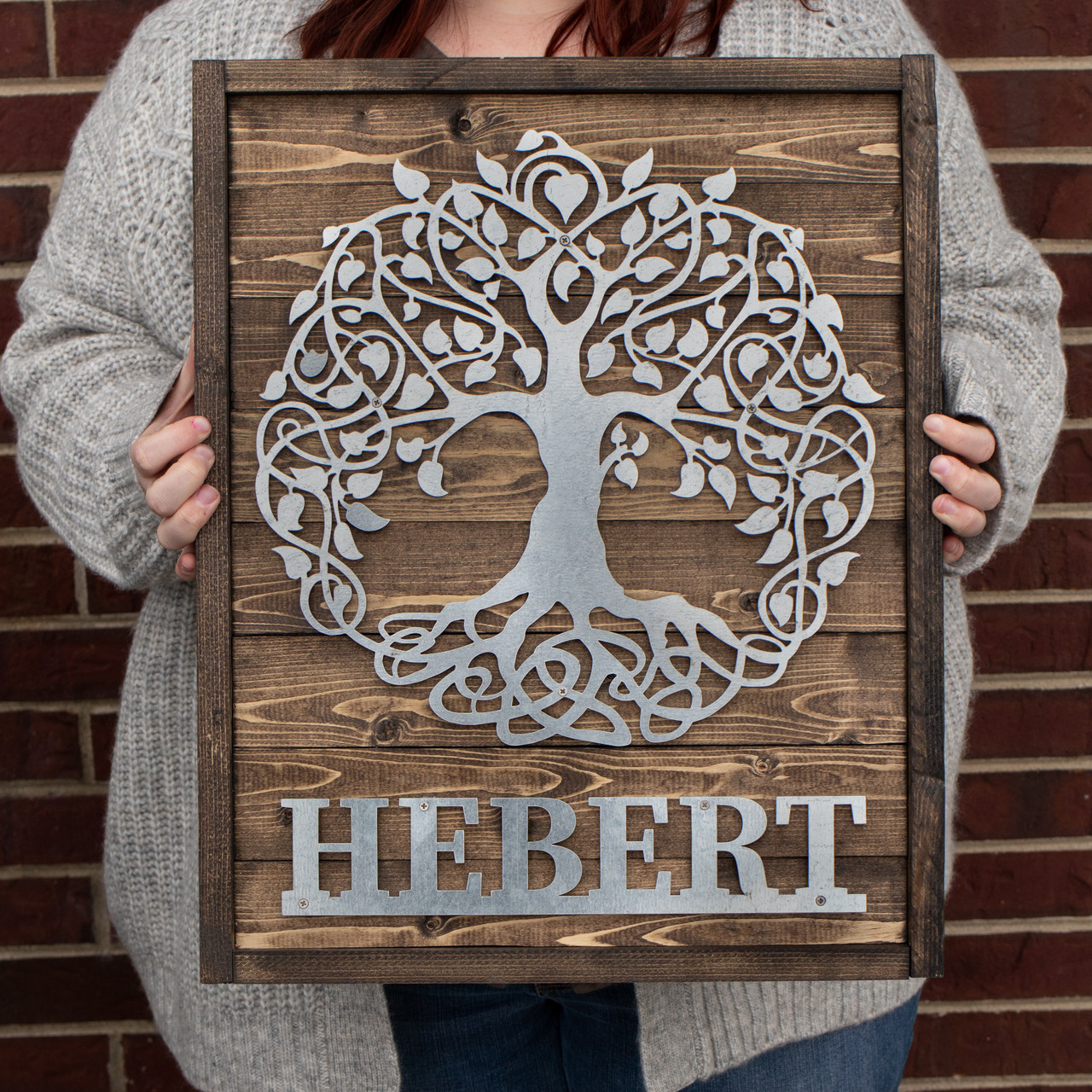 Personalized Family Tree Of Life Metal and Wood Sign