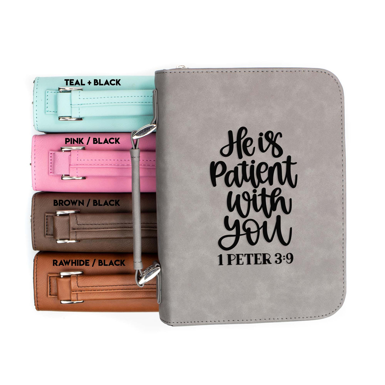 He is Patient with You 1 Peter 3-9 Faux Leather Bible Cover