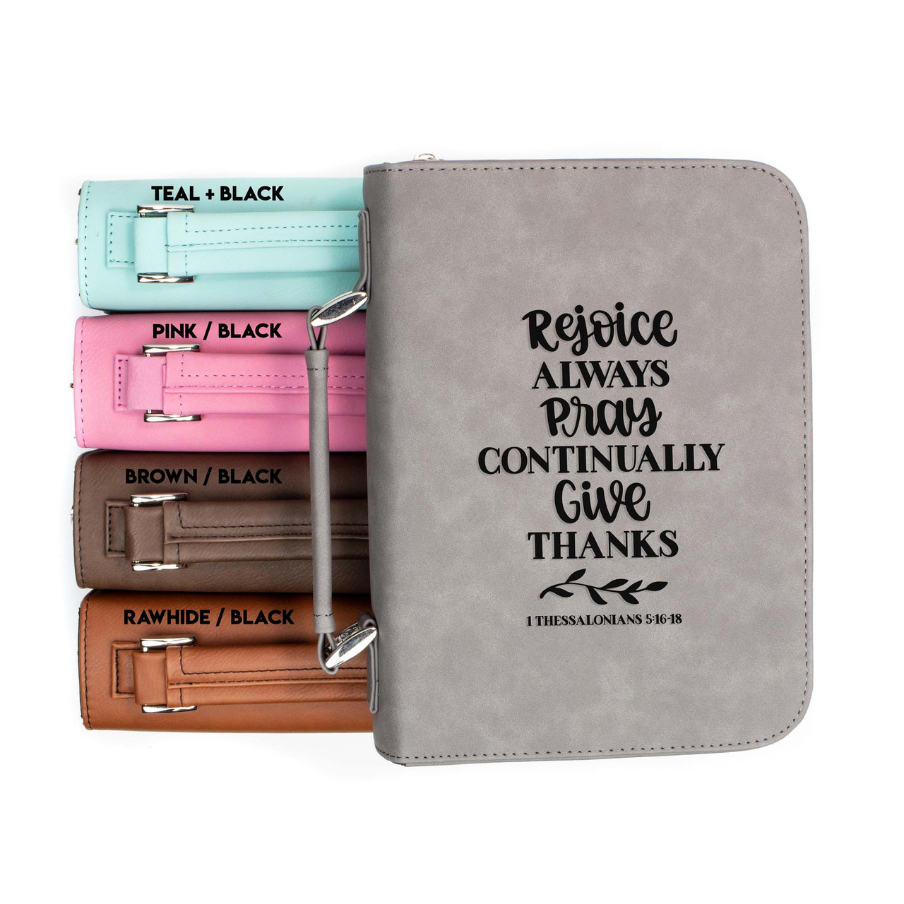 Rejoice Pray Give 1 Thessalonians 5-16-18 Faux Leather Bible Cover