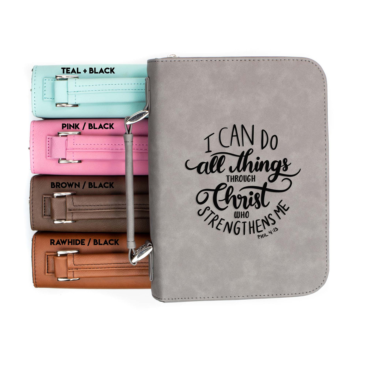 All Things Through Christ Philippians 4-13 Faux Leather Bible Cover