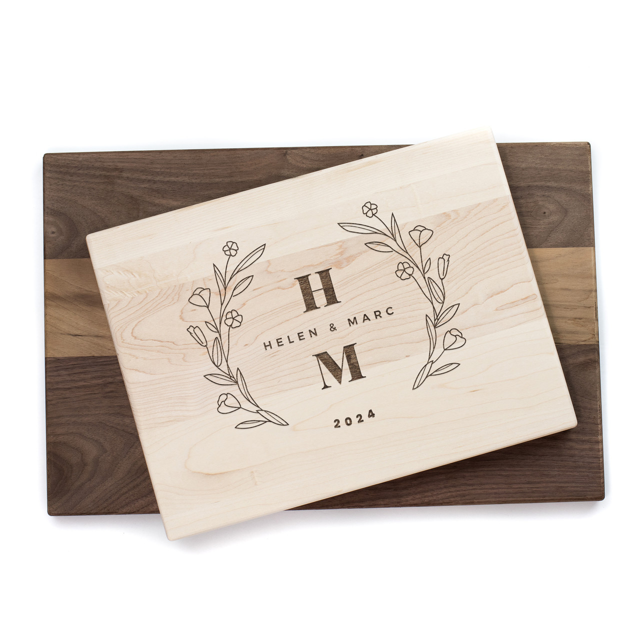 Personalized Floral Vine Border Cutting Board Baum Designs