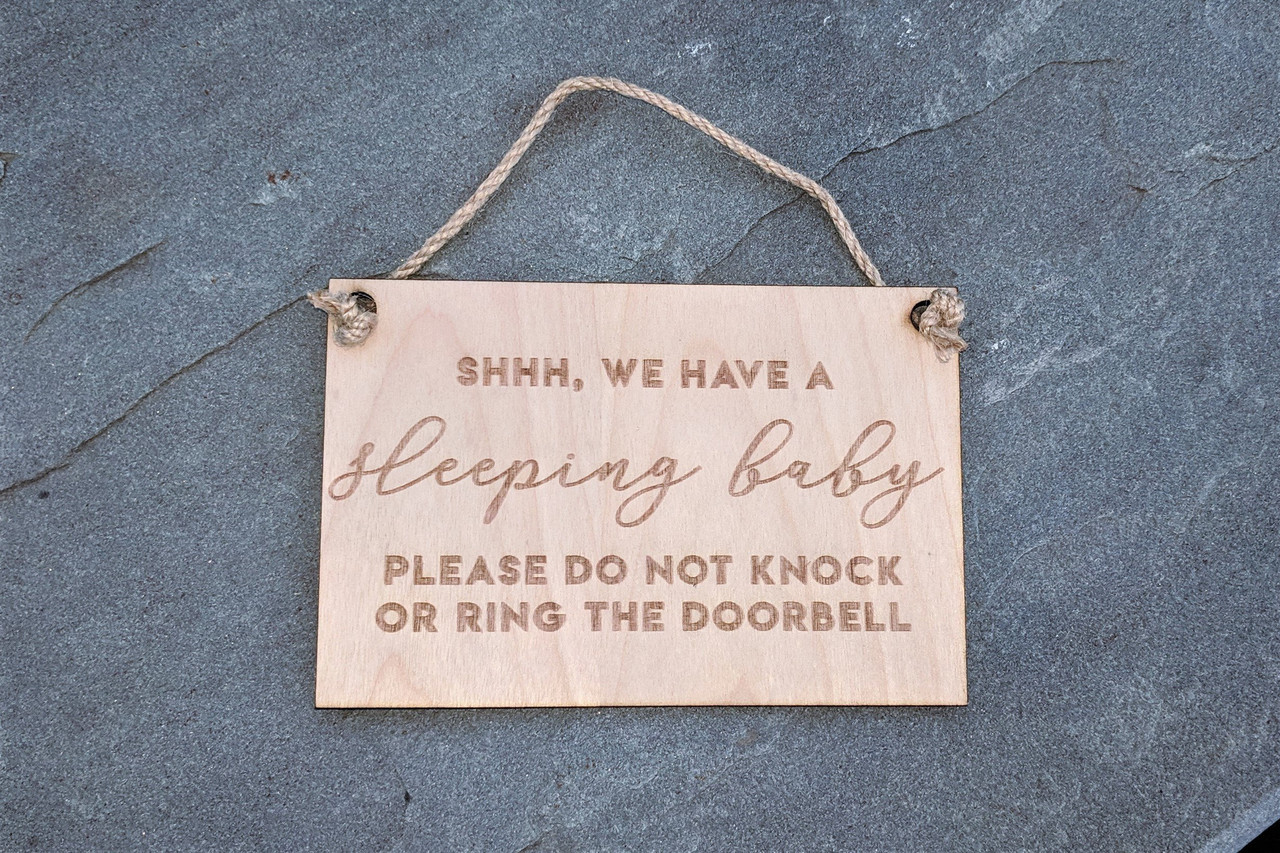 Sleeping Baby Wood Door Hanger Sign