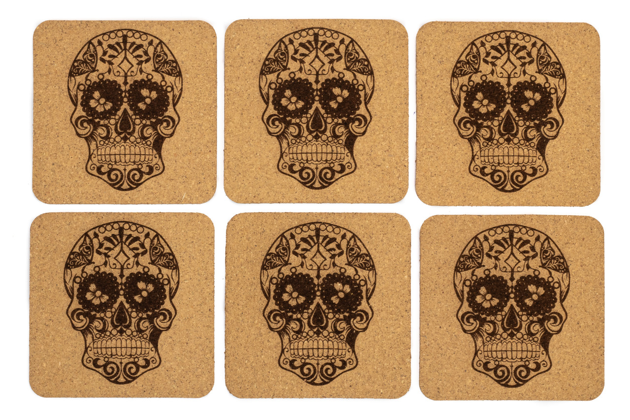 Sugar Skull Cork Coasters