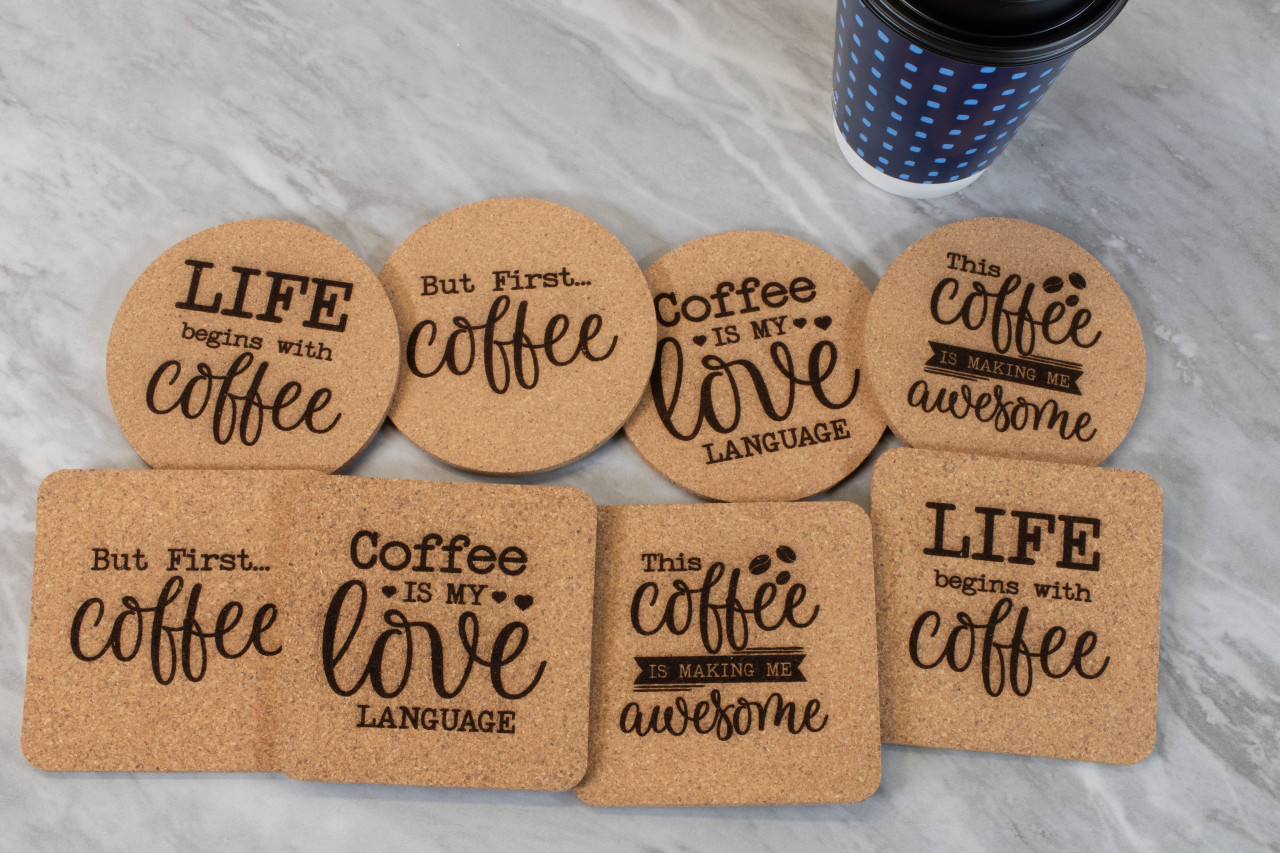 Coffee Lover Cork Coasters, Thick Cork Coaster