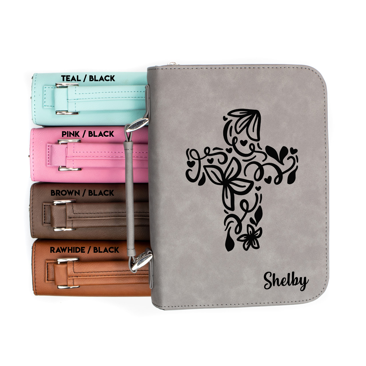Personalized Flourished Cross Faux Leather Bible Cover