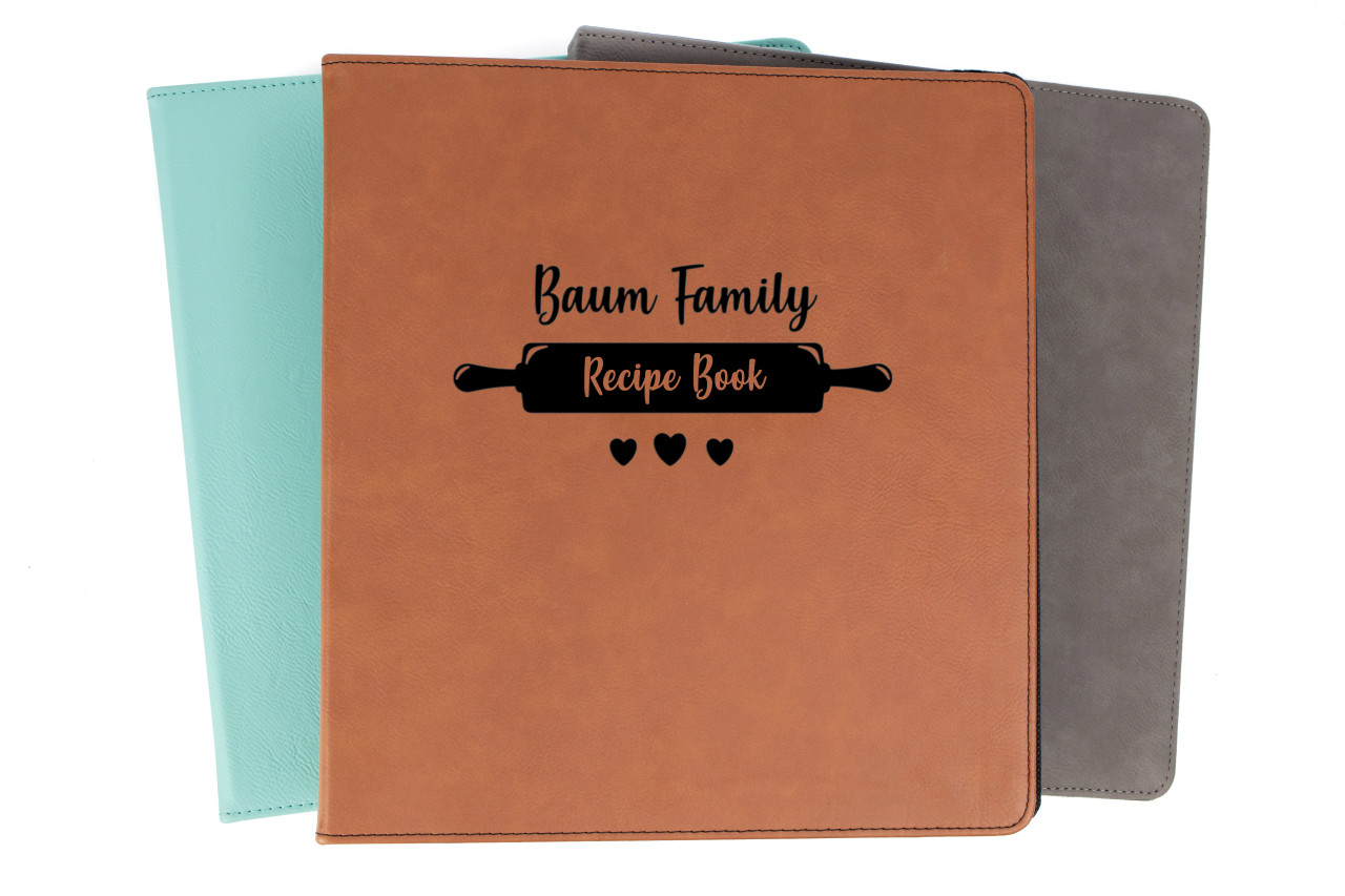 Personalized Recipe Book Binder Faux Leather Baum Designs