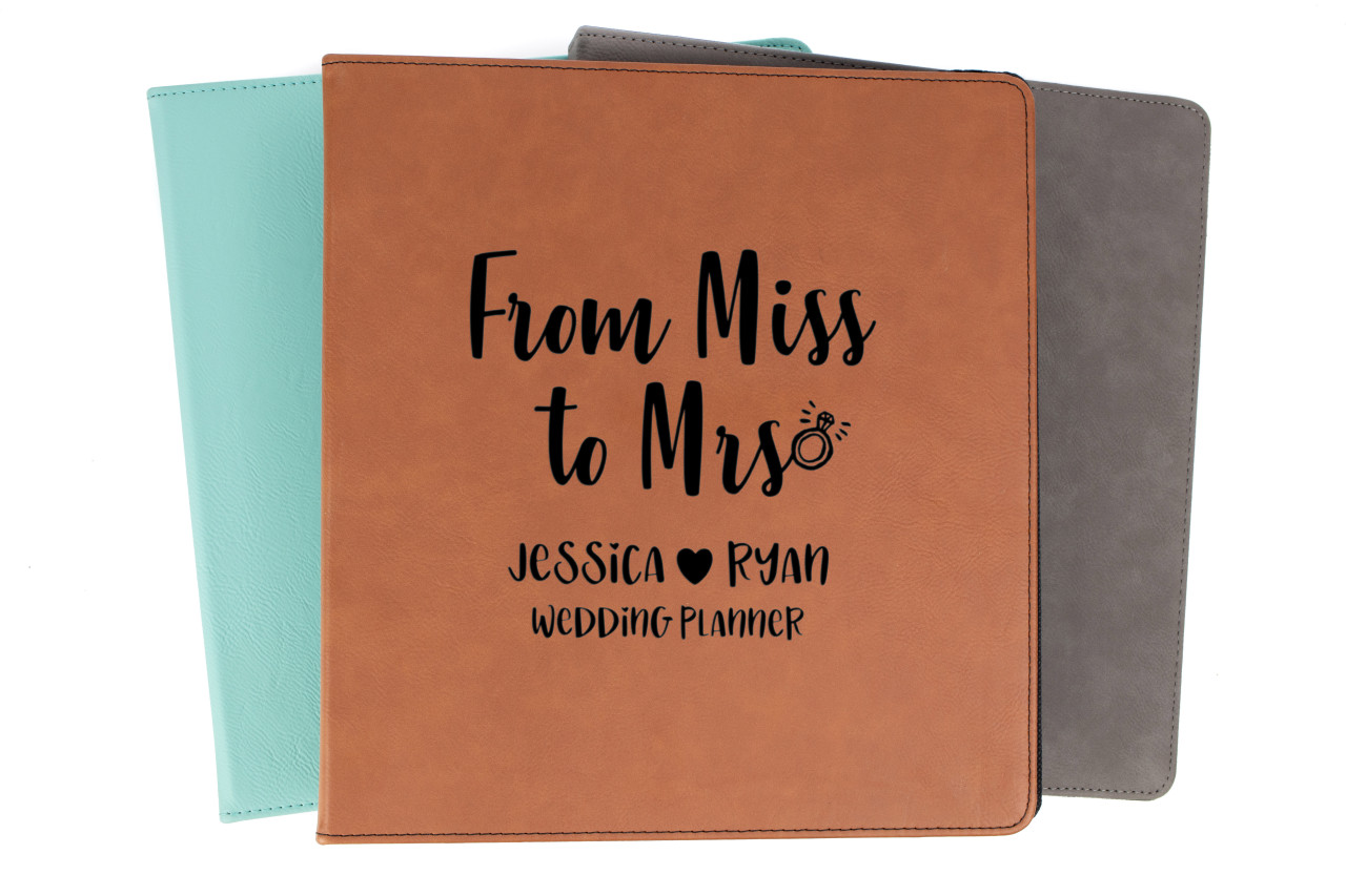 Personalized From Miss To Mrs Wedding Planner Binder Faux Leather Baum Designs