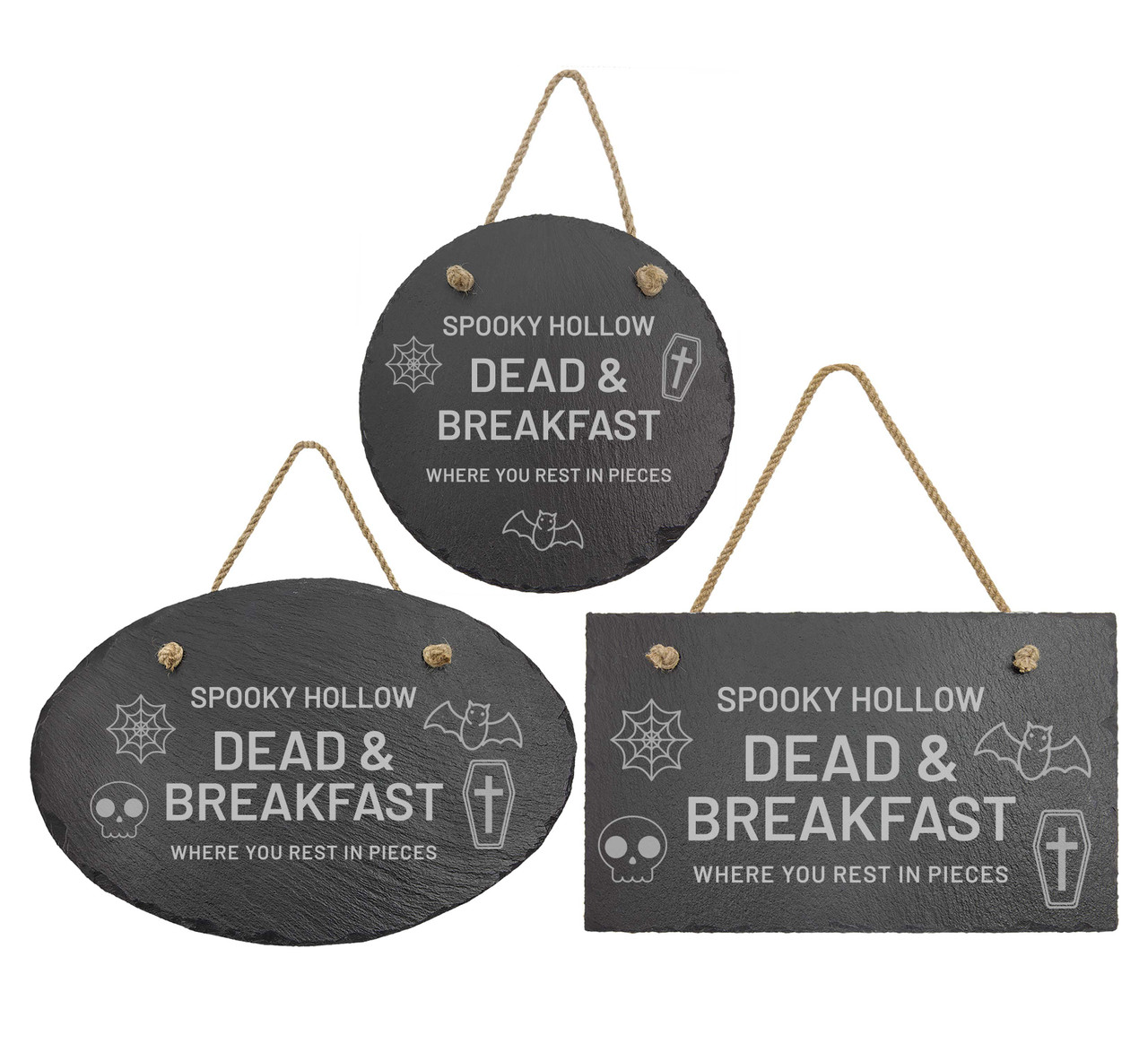 Spooky Hollow Dead & Breakfast Rest In Pieces Slate Sign Baum Designs