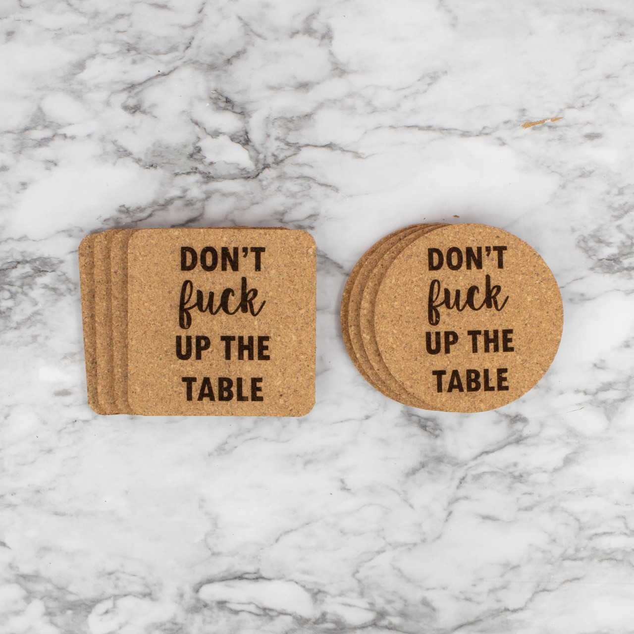Don't Fuck Up The Table Cursive Cork Coasters Baum Designs