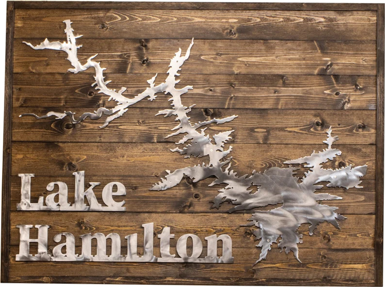 Lake Hamilton - Large Metal & Wood Sign
