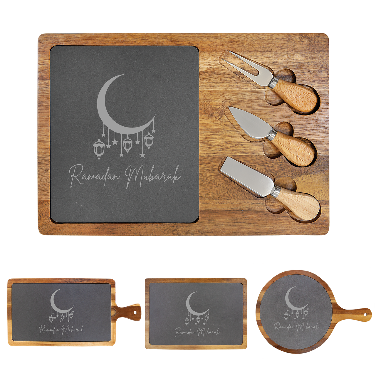 Ramadan Mubarak Cheese Board Wood + Slate
