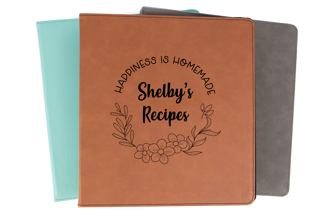 Personalized Happiness Is Handmade Recipe Book Binder Faux Leather - Baum  Designs