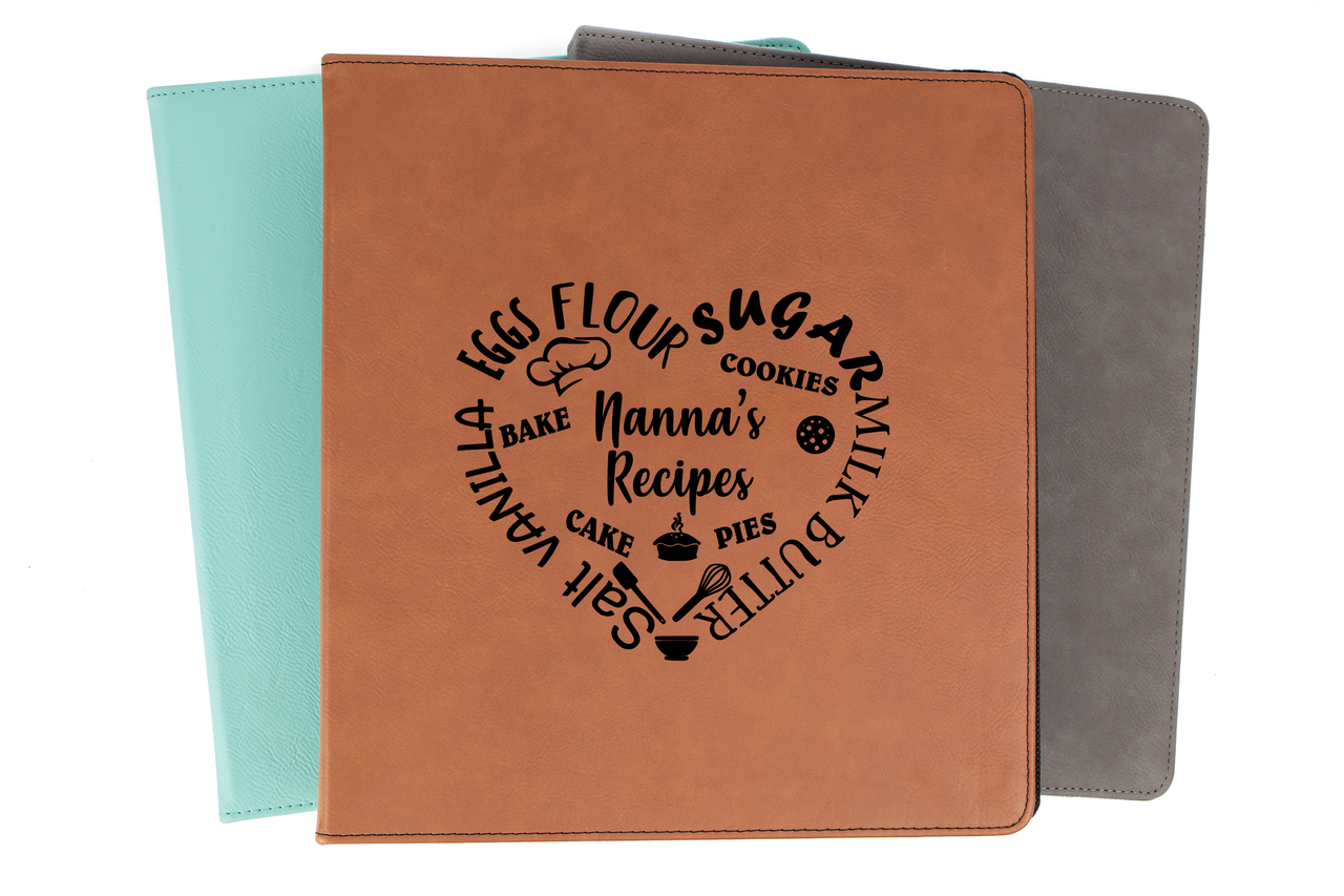 Personalized Heart Recipe Book Binder Faux Leather Baum Designs