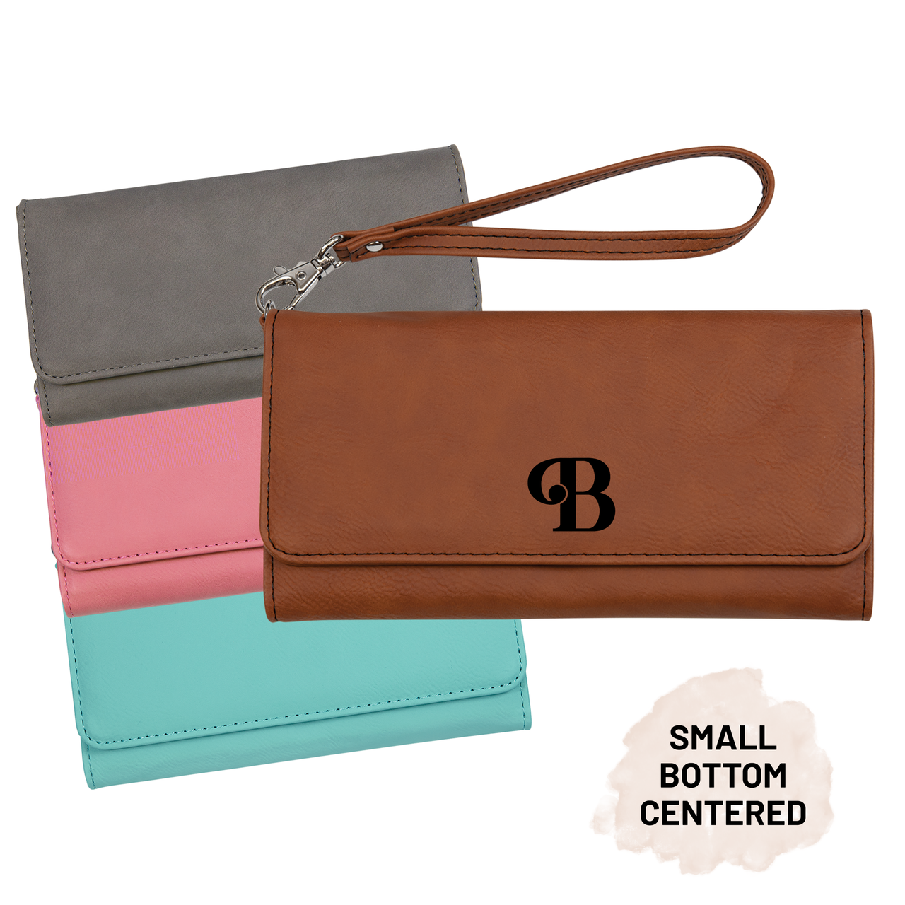 Personalized Monogram Wallet With Strap Faux Leather Large Women's Wallet Baum Designs