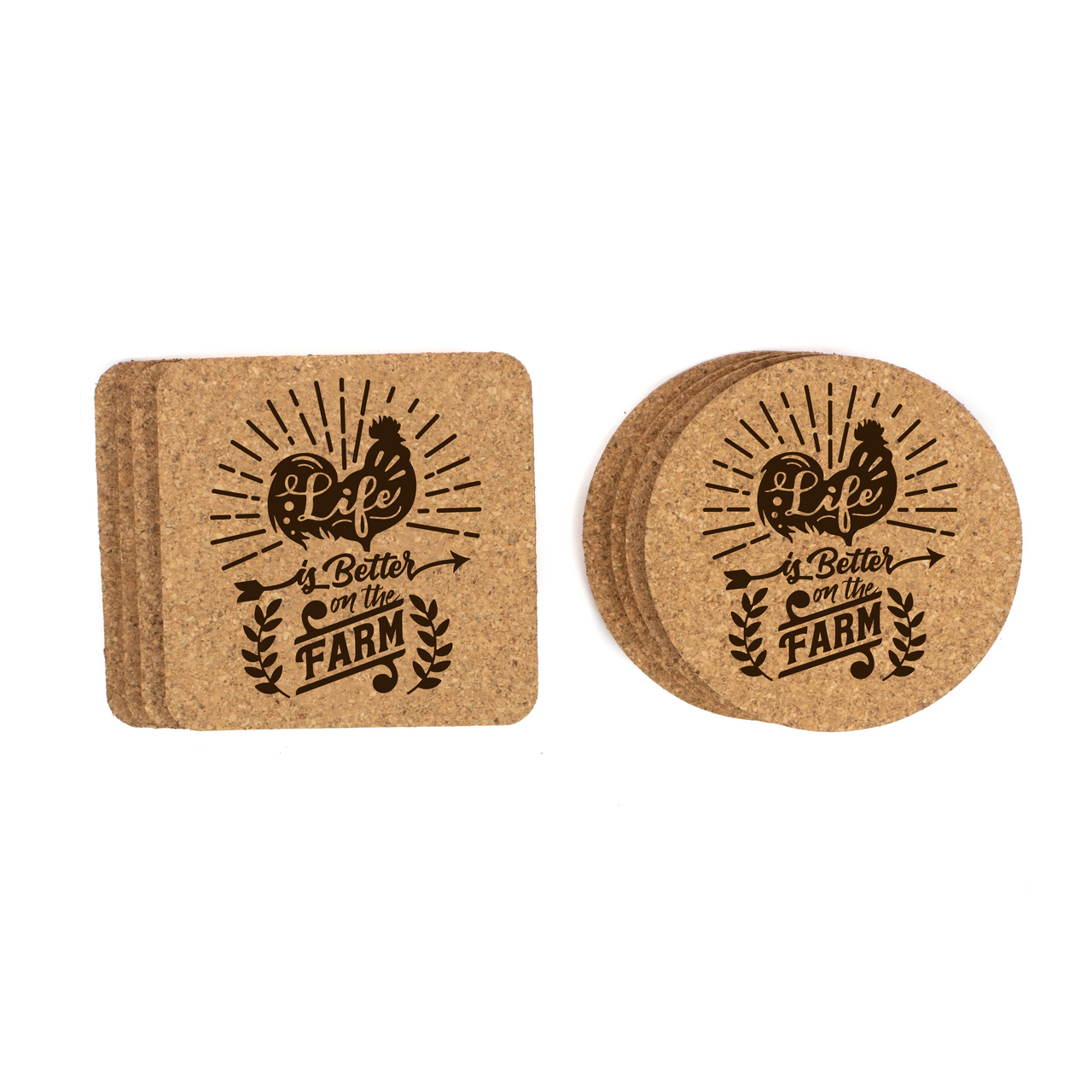 Life Is Better On The Farm Cork Coasters Baum Designs