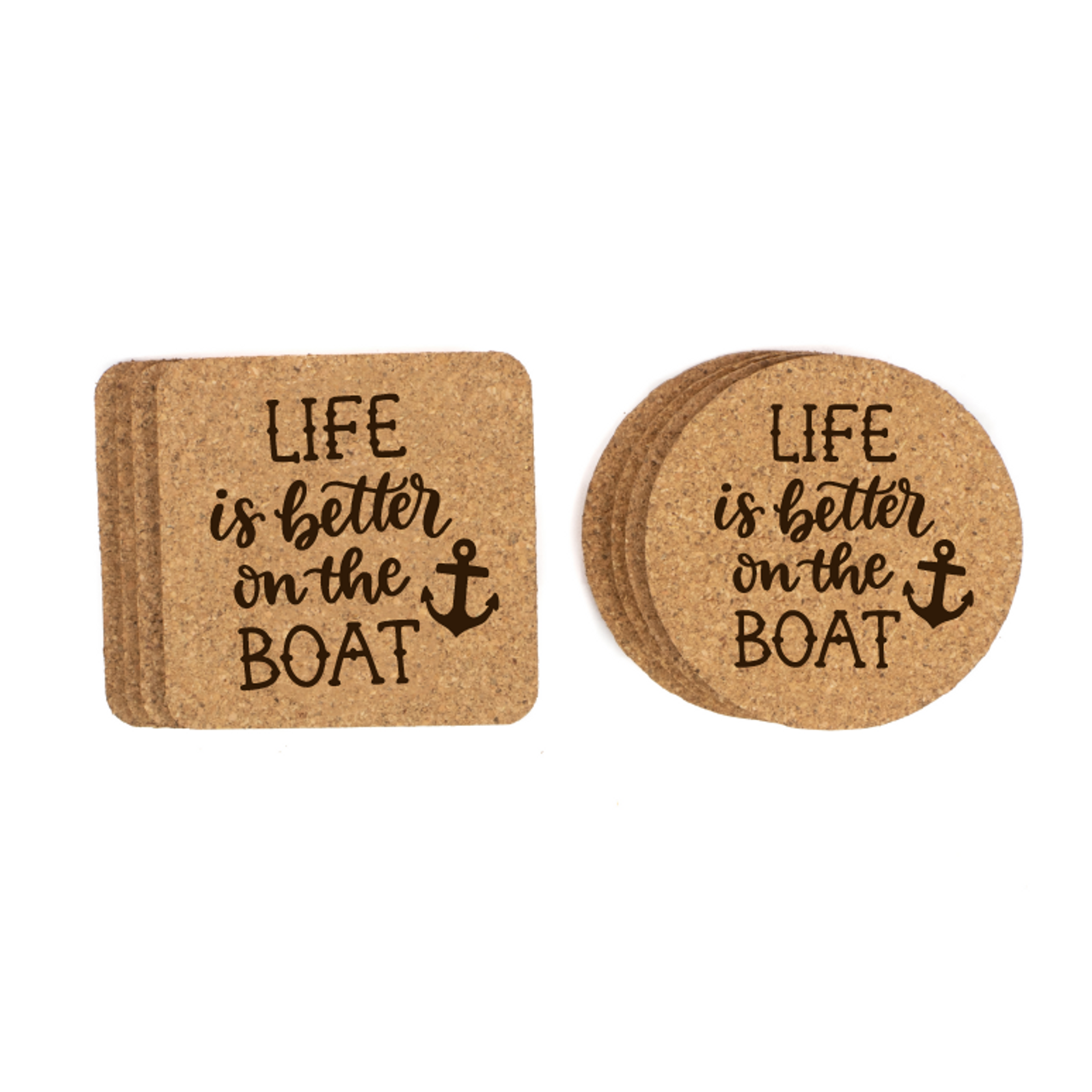 Life Is Better On The Boat Cork Coasters Baum Designs