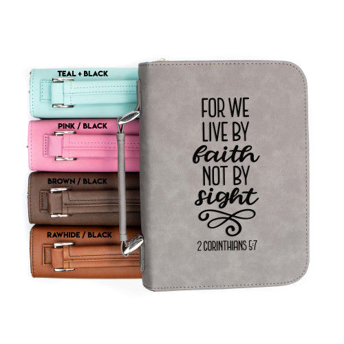 For We Live by Faith Not Sight 2 Corinthians 5-7 Faux Leather Bible Cover For We Live by Faith Not Sight 2 Corinthians 5-7 Faux Leather Bible Cover