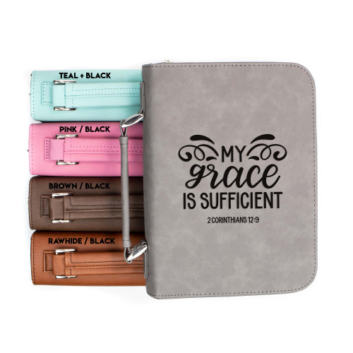 My Grace is Sufficient 2 Corinthians 12-9 Faux Leather Bible Cover