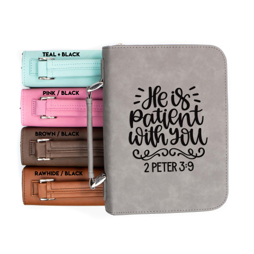 He is Patient with You 2 Peter 3-9 Faux Leather Bible Cover