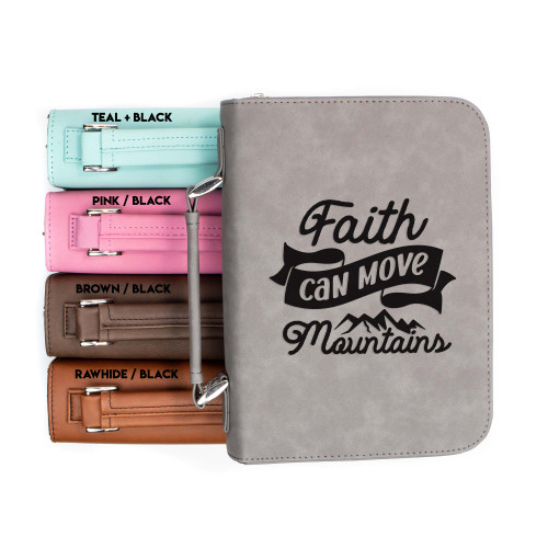Faith Can Move Mountains Faux Leather Bible Cover Faith Can Move Mountains Faux Leather Bible Cover