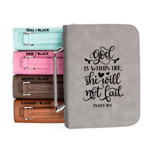 God is Within Her Psalm 46-5 Faux Leather Bible Cover God is Within Her Psalm 46-5 Faux Leather Bible Cover