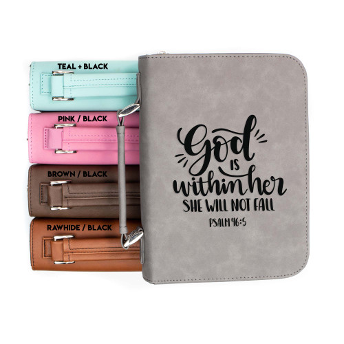 She Will Not Fail Psalm 46-5 Faux Leather Bible Cover