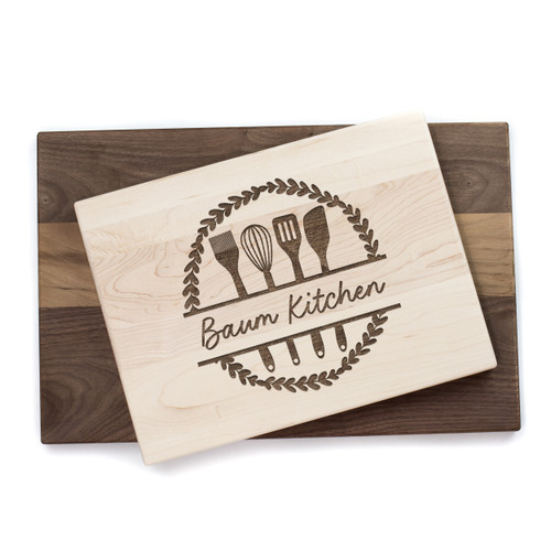 Personalized Kitchen Tools Wreath Cutting Board Baum Designs