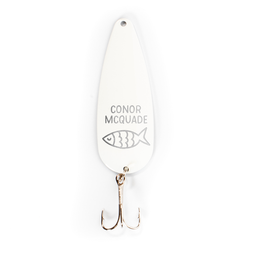 Dad's New Fishing Buddy Arriving Soon!| Fishing Pregnancy Announcement|  Personalized Custom WHITE Fishing Lure Spoon Laser Engraved