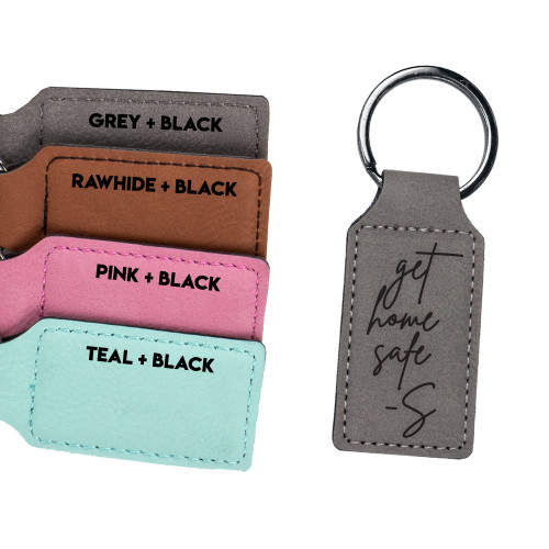 Get Home Safe Personalized Faux Leather Keychain Baum Designs