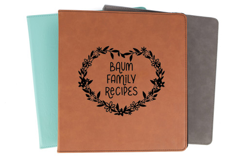 Personalized Recipe Book Floral Binder Faux Leather Baum Designs