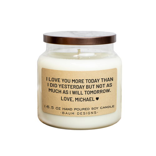 Personalized I Love You More Soy Candle Baum Designs