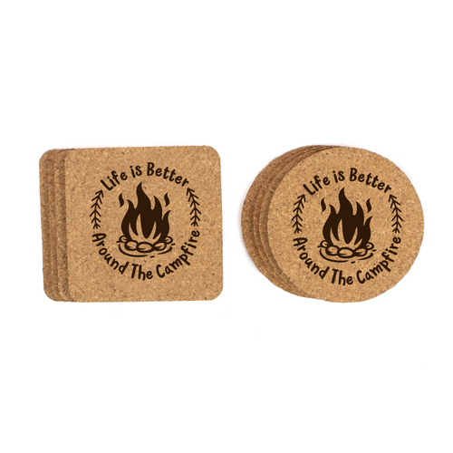 Life Is Better Around The Campfire Cork Coasters Baum Designs